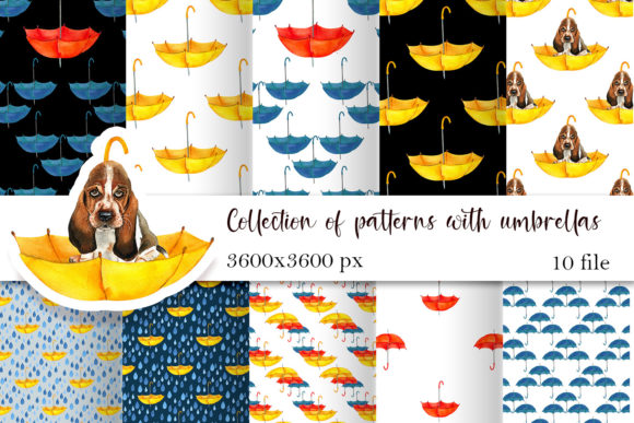 Download Digital Paper with Umbrellas Watercolor - Premium Resources