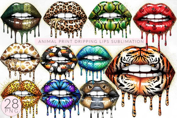 Download Animal Print Dripping Lips PNG Bundle - Dripping lips png Collection