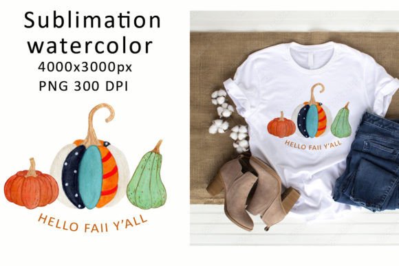 Download Sublimation Watercolor.Hello Fall Y'all - Premium Resources