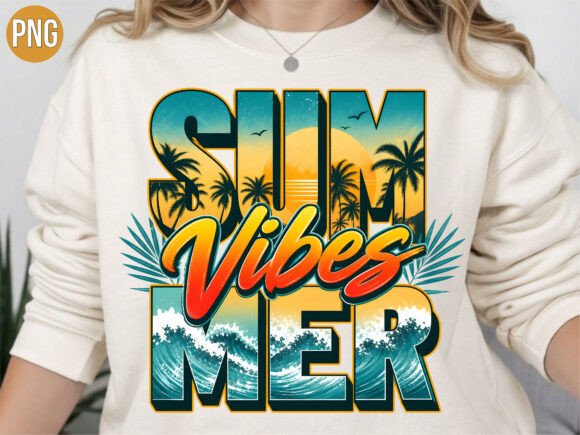 Download Retro Beach Summer Vibes PNG T-Shirt - Summer vibes png Collection